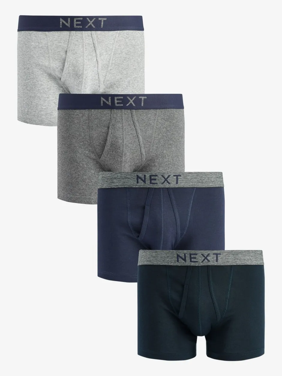 Ondergoed|Ondergoed*Next - Verpakking van 4 - A-frontboxershorts van 100% zuiver katoen Grijs/marineblauw