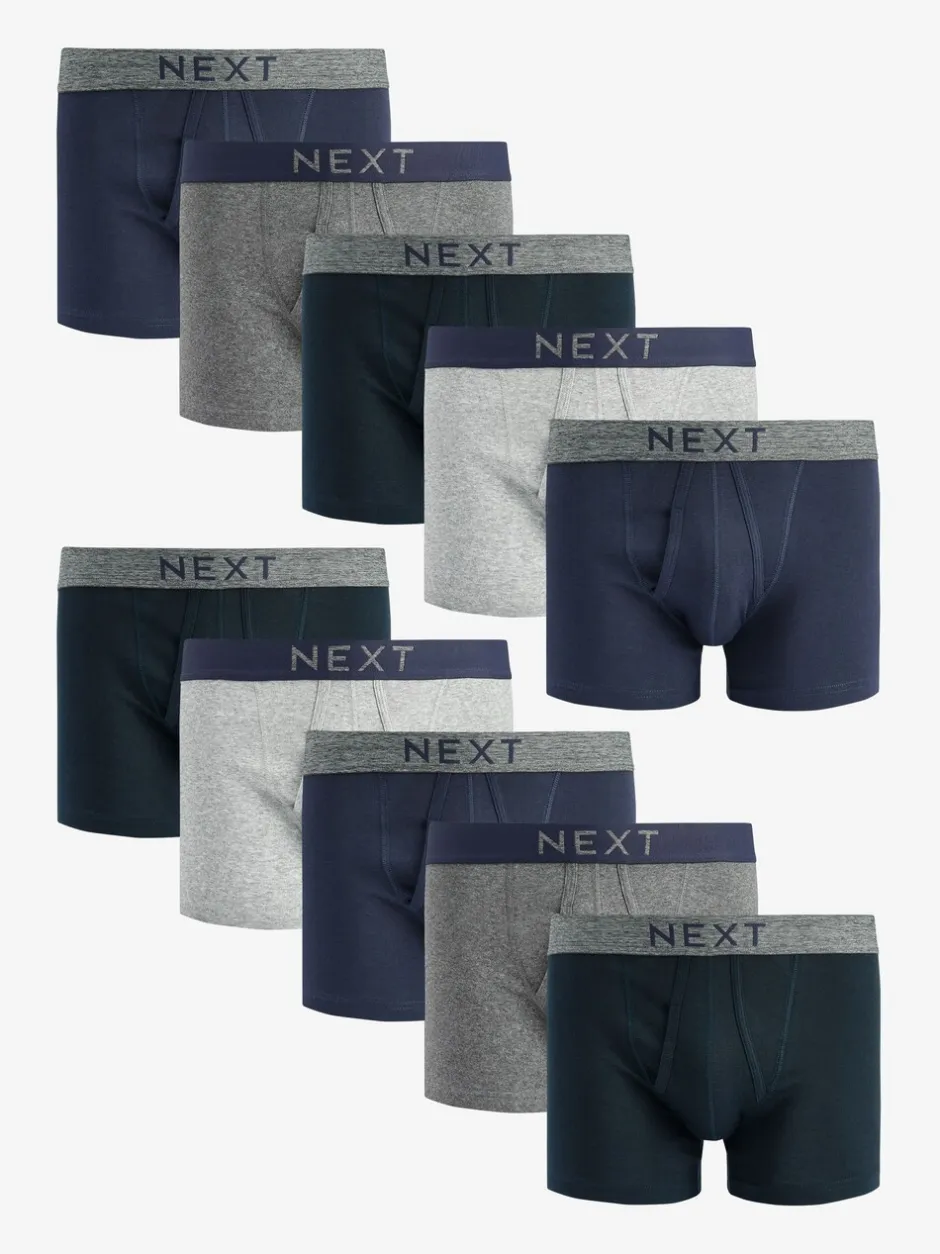 Ondergoed|Ondergoed*Next - Verpakking van 10 - A-frontboxershorts van 100% zuiver katoen Grijs/marineblauw