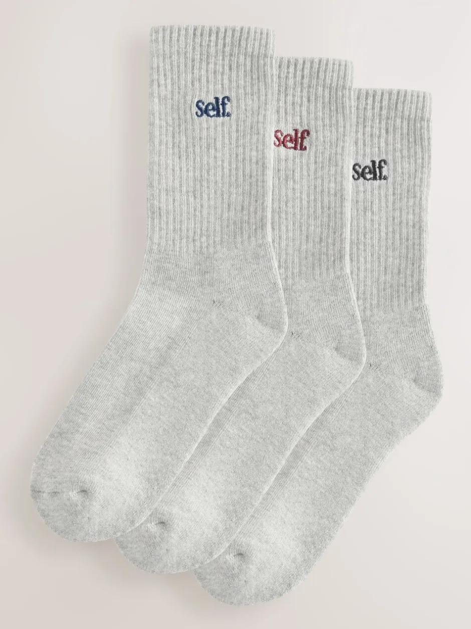 Sokken En Panty's*self. Grijs/marineblauw/paarsrood - zelf. 3 paar lounge enkelsokken met verzachte zool