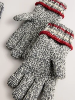 Mutsen, Handschoenen En Sjaals|Next Grijs/rode streep - Set van 3 -delige muts, sjaal en handschoenen (3-16jr)