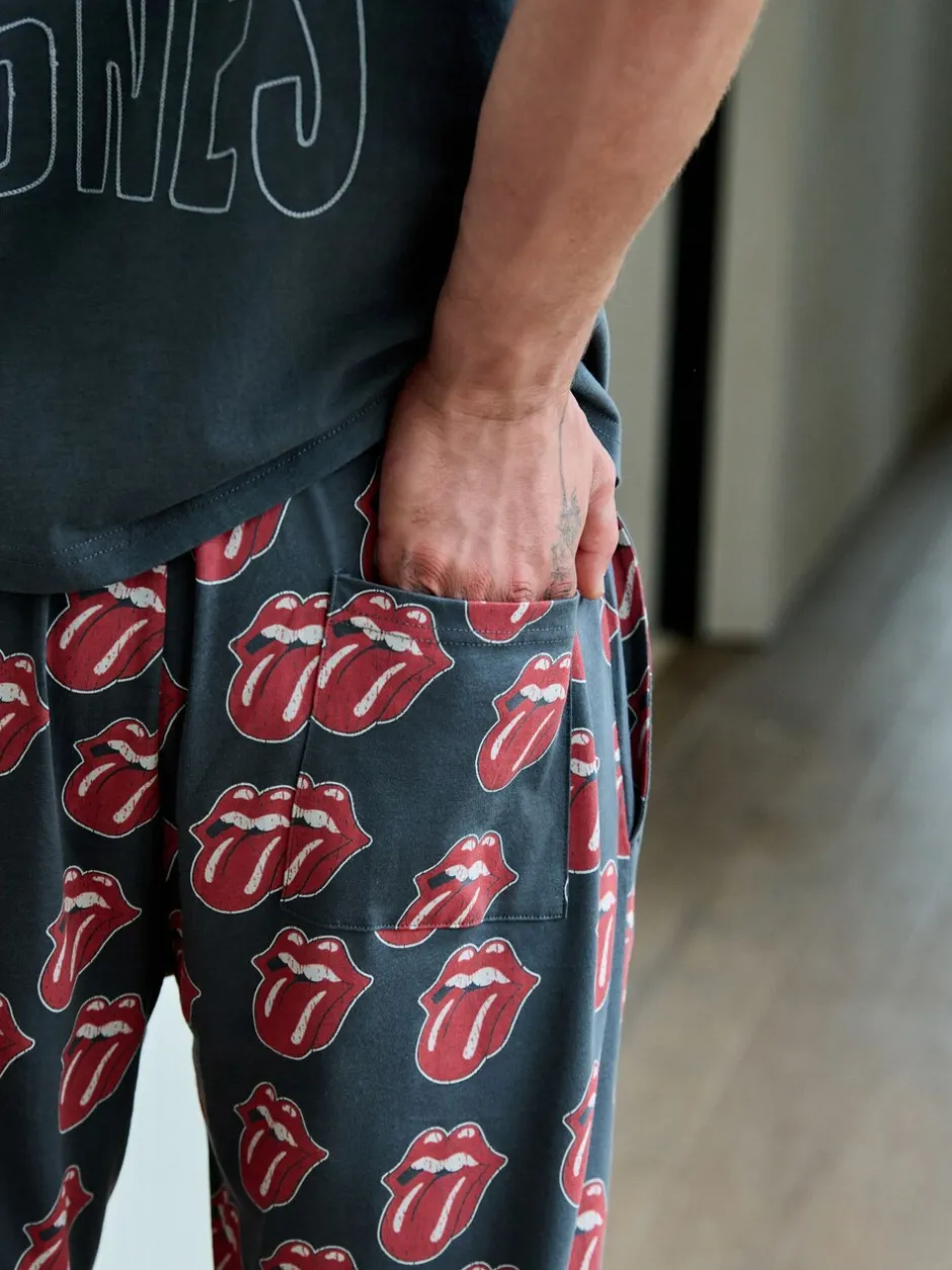 Pyjama's|Loungewear|Next Grijs/Rood - The Rolling Stones Short Sleeve Pyjamas Set