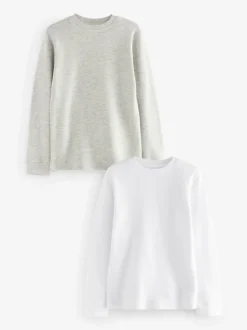 Ondergoed|Schoolkleding*Next Grijs/wit - 2 -pack thermische tops met lange mouwen (2-16jr)