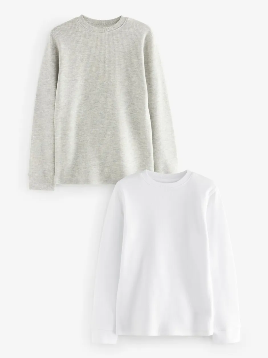 Ondergoed|Schoolkleding*Next Grijs/wit - 2 -pack thermische tops met lange mouwen (2-16jr)