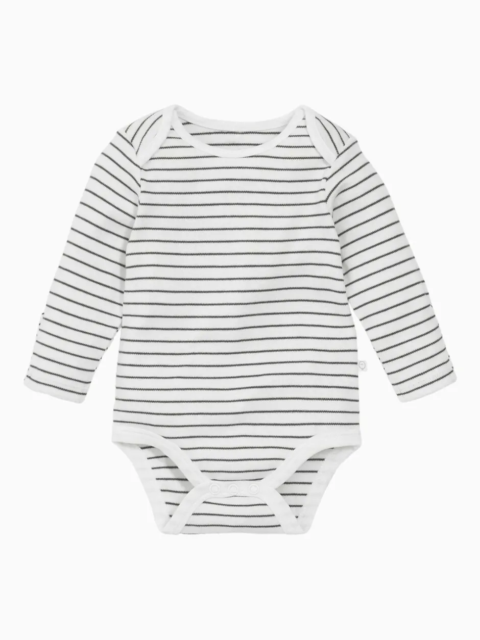 Rompertjes En Hemdjes*Mori - Lange Mouw Envelope Hals Bodysuit Grijs/wit