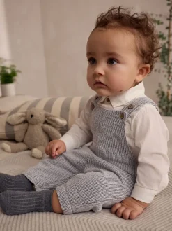 Sets En Combisets|Rompertjes En Tuinbroeken*Next Grijs/wit - Set met bretelbroeken en Bodysuit van geweven katoen voor baby's (0mnd-3jr)