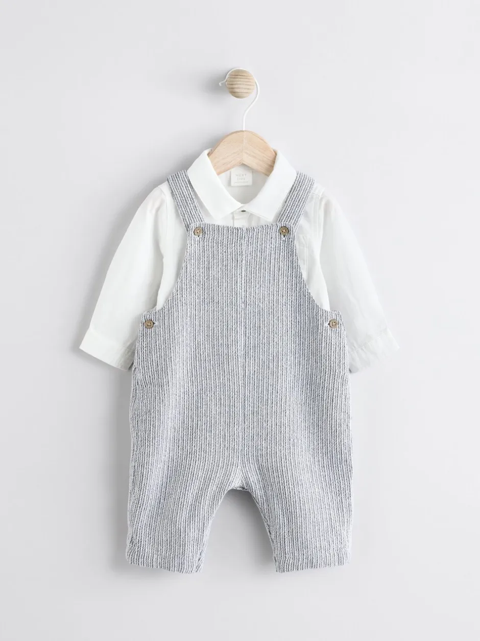 Sets En Combisets|Rompertjes En Tuinbroeken*Next Grijs/wit - Set met bretelbroeken en Bodysuit van geweven katoen voor baby's (0mnd-3jr)