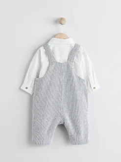 Sets En Combisets|Rompertjes En Tuinbroeken*Next Grijs/wit - Set met bretelbroeken en Bodysuit van geweven katoen voor baby's (0mnd-3jr)