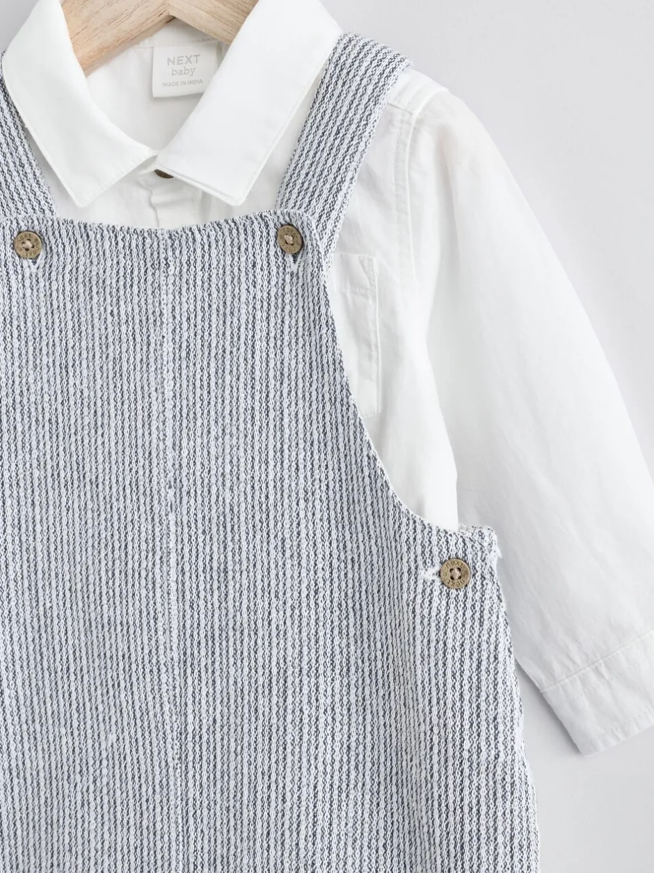 Sets En Combisets|Rompertjes En Tuinbroeken*Next Grijs/wit - Set met bretelbroeken en Bodysuit van geweven katoen voor baby's (0mnd-3jr)