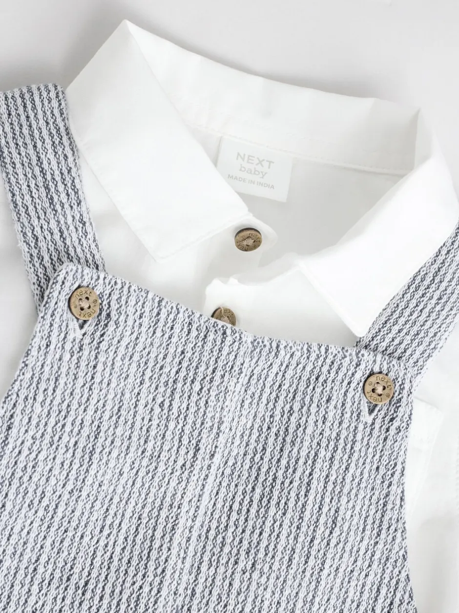 Sets En Combisets|Rompertjes En Tuinbroeken*Next Grijs/wit - Set met bretelbroeken en Bodysuit van geweven katoen voor baby's (0mnd-3jr)