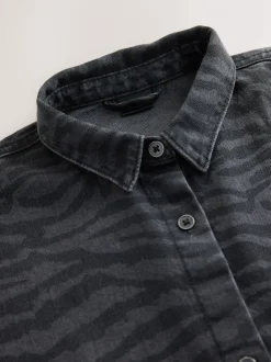 Overhemden En Blouses*Next Grijs/zwart - Zebra Animal Denim Overhemd (3-16jr)