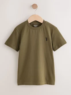 T-Shirts|Tops*Next Grijs/zwart/kakigroen/lichtbruin - T-shirts met korte mouwen en geborduurd rendier, verpakking van 4 (3-16jr)