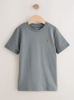 T-Shirts|Tops*Next Grijs/zwart/kakigroen/lichtbruin - T-shirts met korte mouwen en geborduurd rendier, verpakking van 4 (3-16jr)