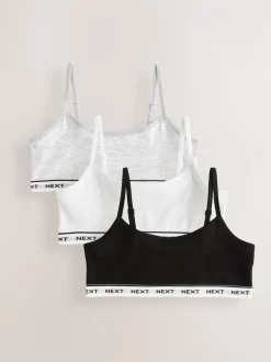 Alle Ondergoed|Next Grijs/zwart/wit - Set van 3 crop tops met bandjes (5 - 16 jr)
