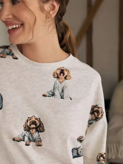 Alle Nacht- En Loungekleding|Next - Katoenen nachthemd Grijze Charlie the Cockapoo
