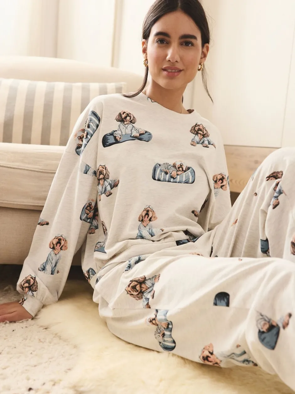 Pyjama's|Loungewear|Next Grijze Charlie the Cockapoo - Pyjama met lange mouwen
