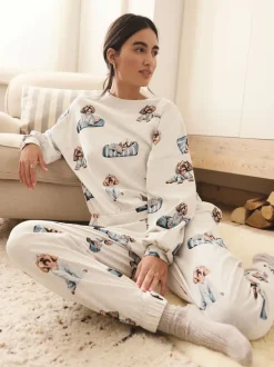 Pyjama's|Loungewear|Next Grijze Charlie the Cockapoo - Pyjama met lange mouwen