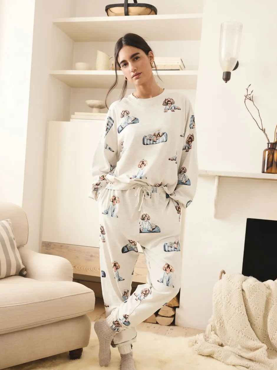 Pyjama's|Loungewear|Next Grijze Charlie the Cockapoo - Pyjama met lange mouwen