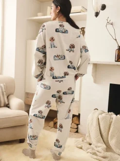 Pyjama's|Loungewear|Next Grijze Charlie the Cockapoo - Pyjama met lange mouwen
