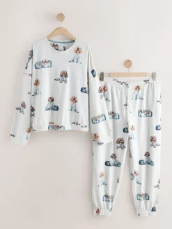 Pyjama's|Loungewear|Next Grijze Charlie the Cockapoo - Pyjama met lange mouwen