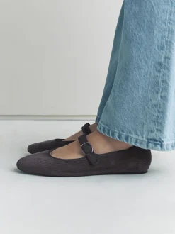 Lage Schoenen|Next - Forever Comfort Round Toe Buckle Detail Mary Jane Shoes Grijze corduroy