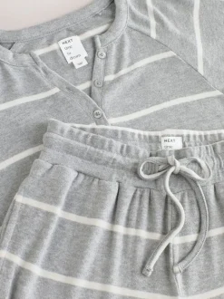 Pyjama's|Loungewear|Next - Behaaglijke pyjama met lange mouwen Grijze streep