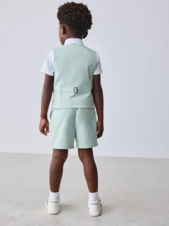 Kostuums En Herenvesten|Baker by Ted Baker - set van overhemd, gilet en short Groen
