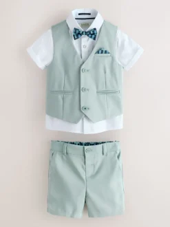 Kostuums En Herenvesten|Baker by Ted Baker - set van overhemd, gilet en short Groen