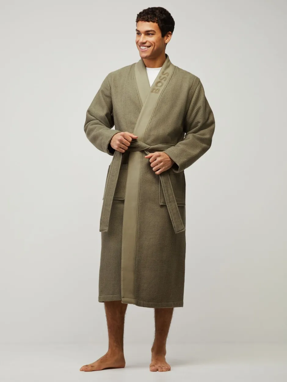Kamerjassen En Badjassen|BOSS - Waffle Logo Robe Groen