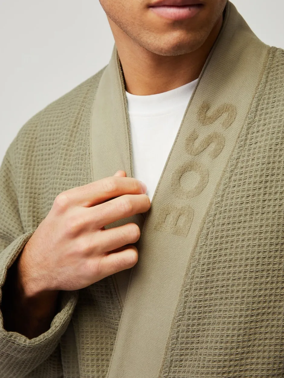 Kamerjassen En Badjassen|BOSS - Waffle Logo Robe Groen
