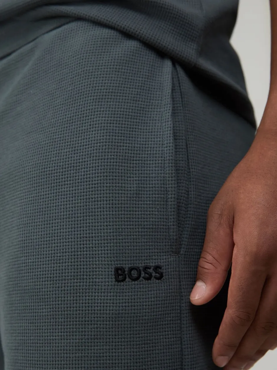 Shorts*BOSS Groen - Waffle Shorts