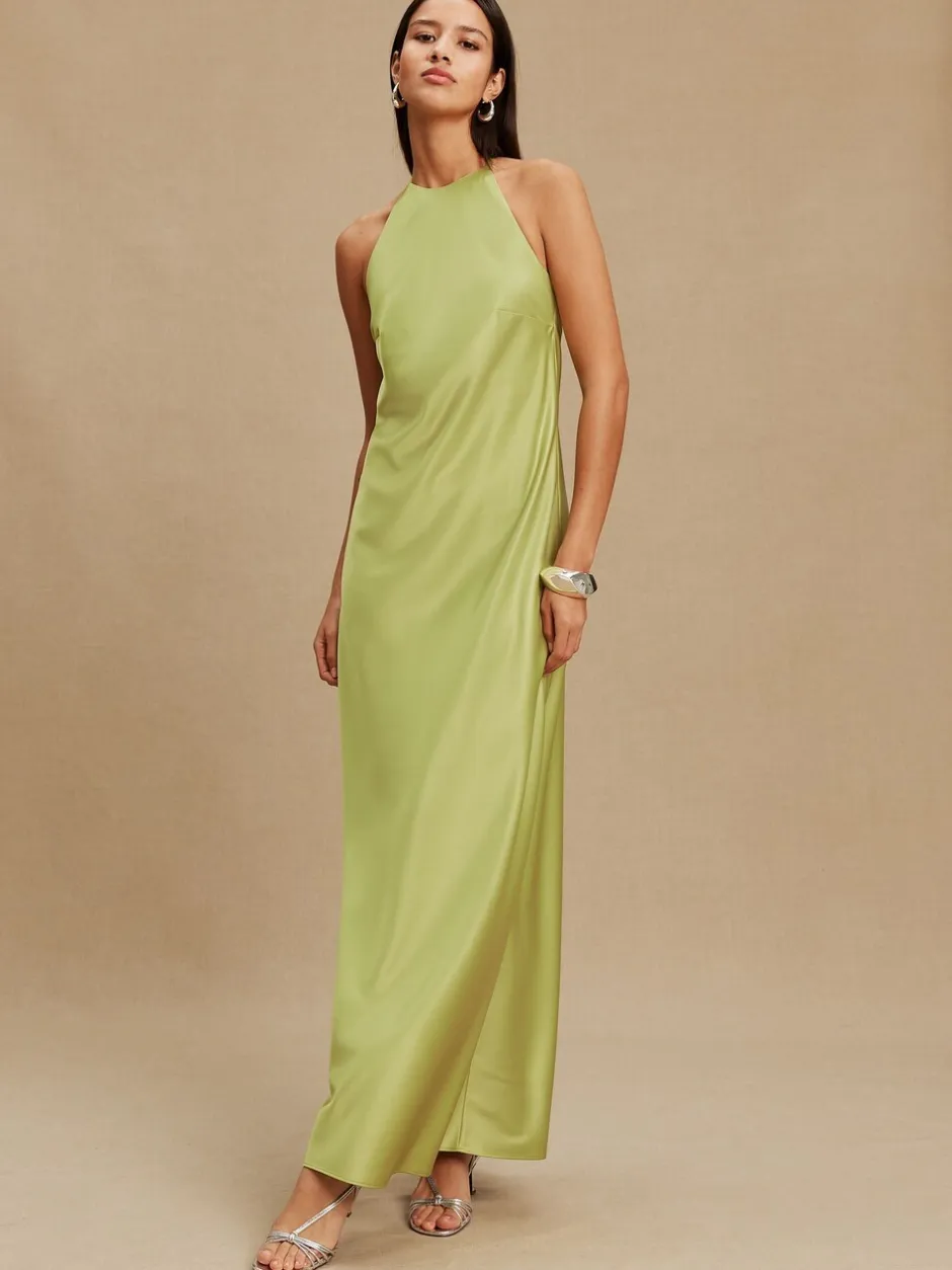 Gelegenheidskleding|Next - Bridesmaids Satin Halterneck Maxi Dress Groen
