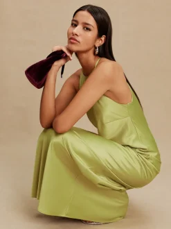 Gelegenheidskleding|Next - Bridesmaids Satin Halterneck Maxi Dress Groen