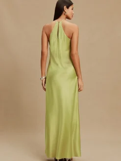 Gelegenheidskleding|Next - Bridesmaids Satin Halterneck Maxi Dress Groen