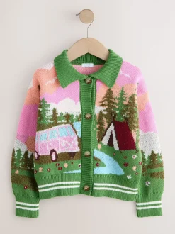 Gebreide Kleding|Next Groen - Campervan Scene Cardigan (3-16yrs)