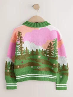 Gebreide Kleding|Next Groen - Campervan Scene Cardigan (3-16yrs)