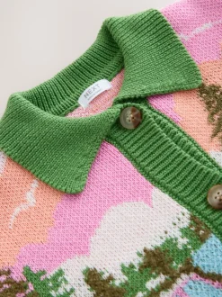 Gebreide Kleding|Next Groen - Campervan Scene Cardigan (3-16yrs)