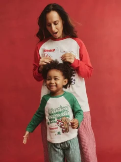 Pyjama's|Cotton On - Adult Matching Family Christmas Raglan Long Sleeve Pyjamas Set Groen