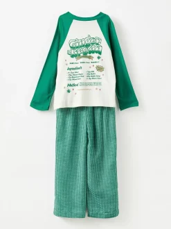 Pyjama's|Cotton On - Adult Matching Family Christmas Raglan Long Sleeve Pyjamas Set Groen