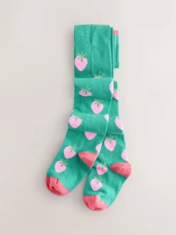 Sokken En Panty's|Next Groen - Cotton Rich Strawberry Tights
