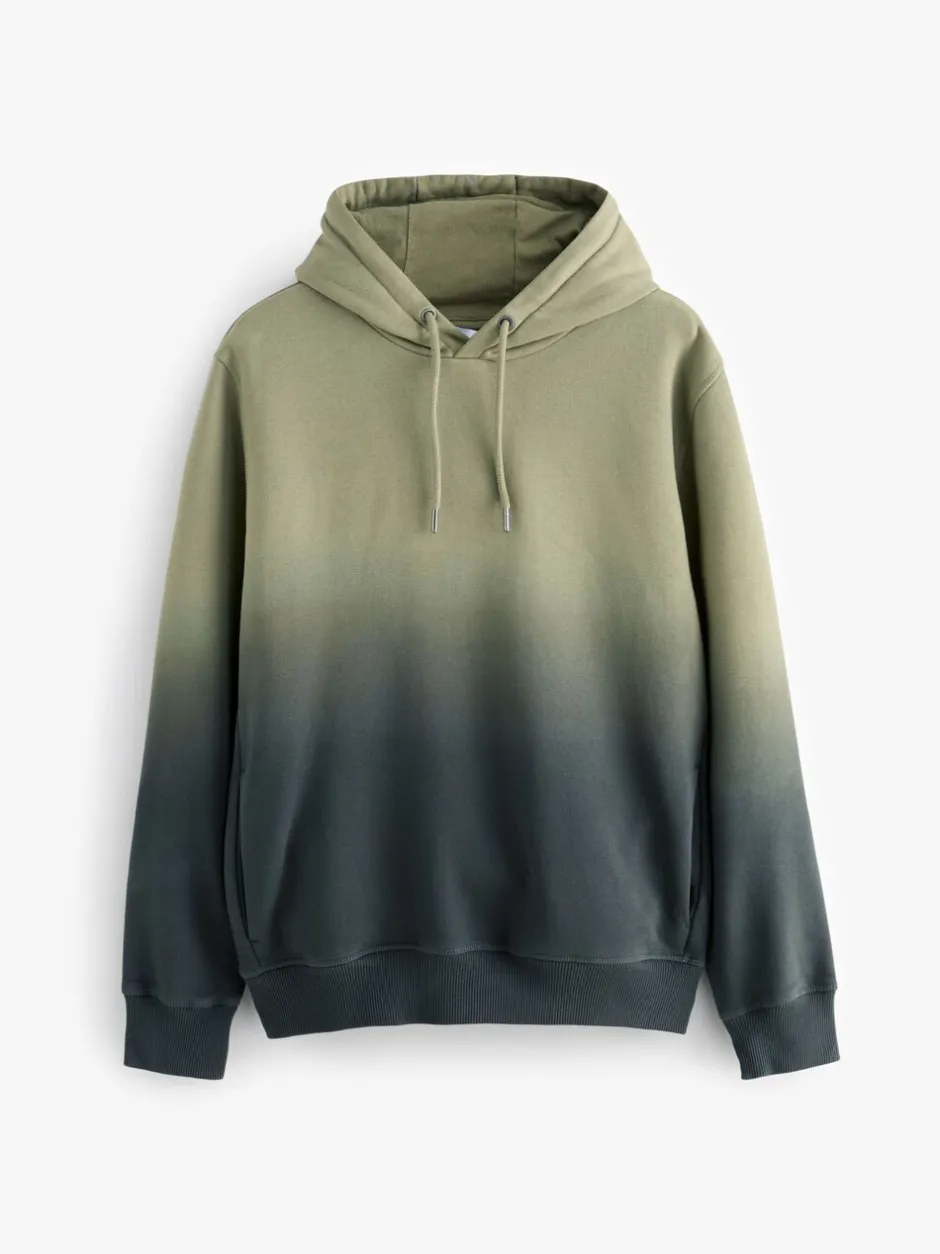 Sweaters En Hoody´S|Sweaters En Hoody´S|Next - Dip Dye Katoenrijke Jersey Hoodie Groen