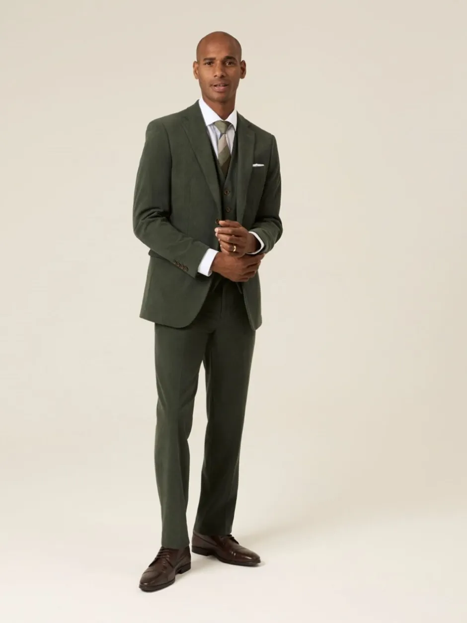 Pakken|Skopes - Enkele knoop - Dorsey Suit Tailored Fit Double Breasted Corduroy Jacket Groen