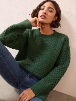 Gebreide Kleding|Friends Like These - trui met honingraatmotief Groen