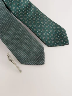 Stropdassen En Pochets|Next Groen - Gestructureerde clipstropdassen 2 set