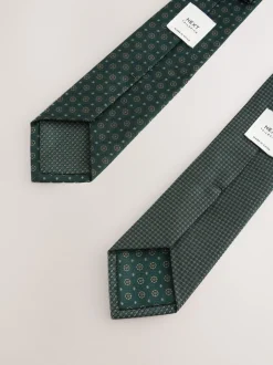Stropdassen En Pochets|Next Groen - Gestructureerde clipstropdassen 2 set
