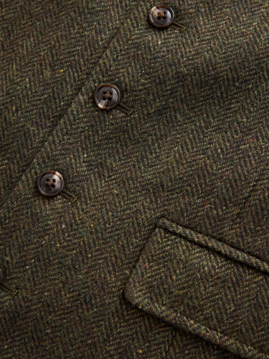 Vesten*Next - Herringbone Wool Blend Suit Waistcoast Groen