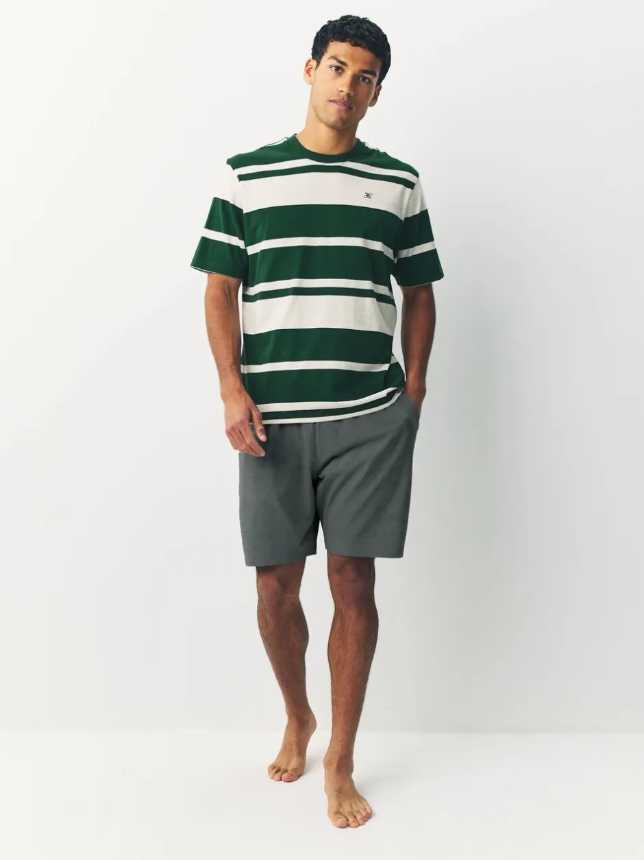Pyjama's|Next Groen - Jersey pyjamaset met strepen en korte mouwen