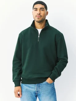 Sweaters En Hoody´S|Sweaters En Hoody´S|Next Groen - Kwartrits - Sweatshirt van jersey met hoog katoengehalte