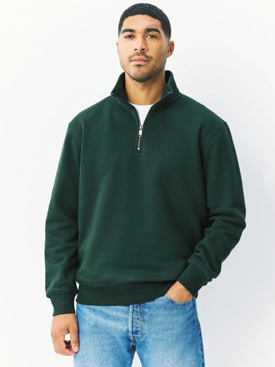 Sweaters En Hoody´S|Sweaters En Hoody´S|Next Groen - Kwartrits - Sweatshirt van jersey met hoog katoengehalte