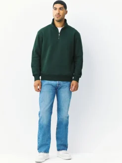 Sweaters En Hoody´S|Sweaters En Hoody´S|Next Groen - Kwartrits - Sweatshirt van jersey met hoog katoengehalte