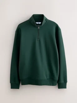 Sweaters En Hoody´S|Sweaters En Hoody´S|Next Groen - Kwartrits - Sweatshirt van jersey met hoog katoengehalte